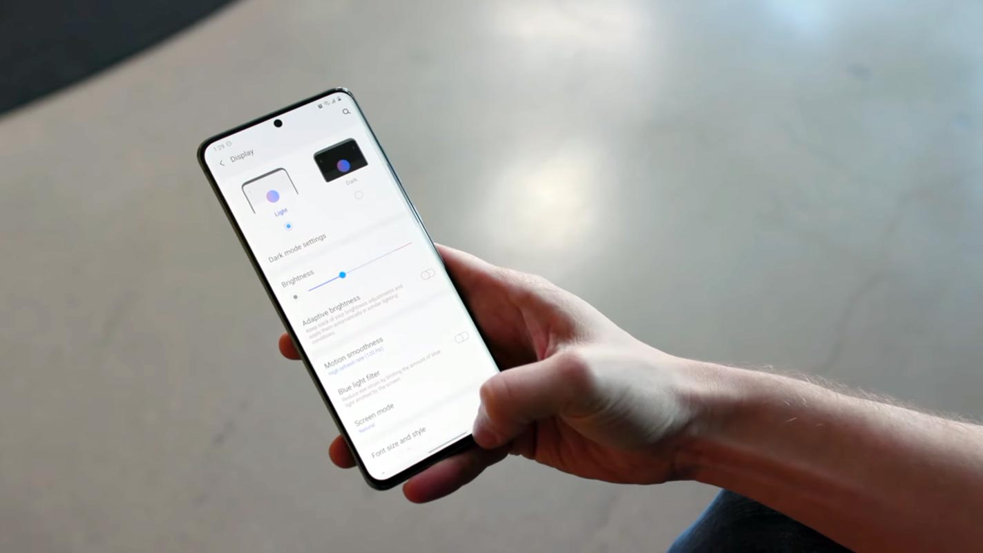 samsung galaxy s20 ultra display settings