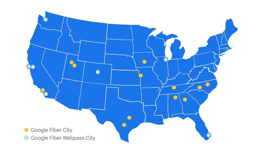 Google Fiber Available Places