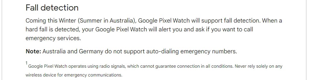 Google Pixel Watch Fall Detection