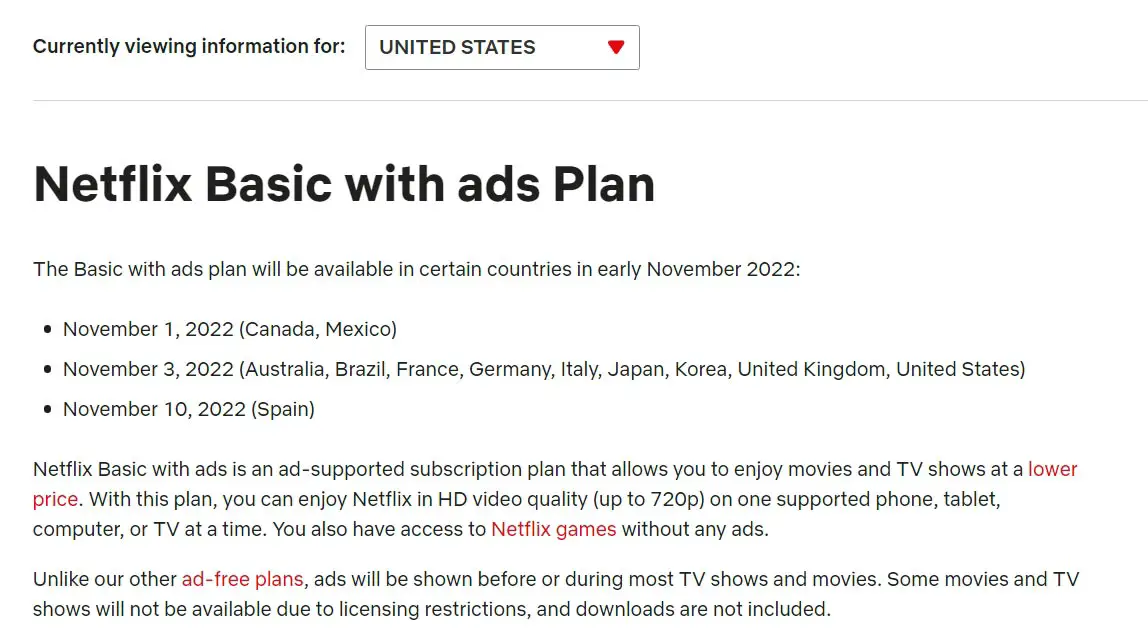 Netflix Ad-Supported Plan Official Details