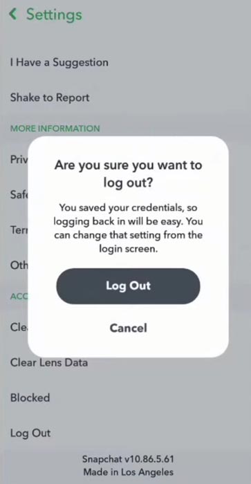Snapchat Log Out Settings