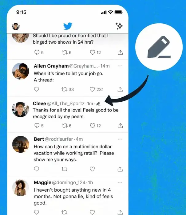 Twitter Blue Edits Screenshot