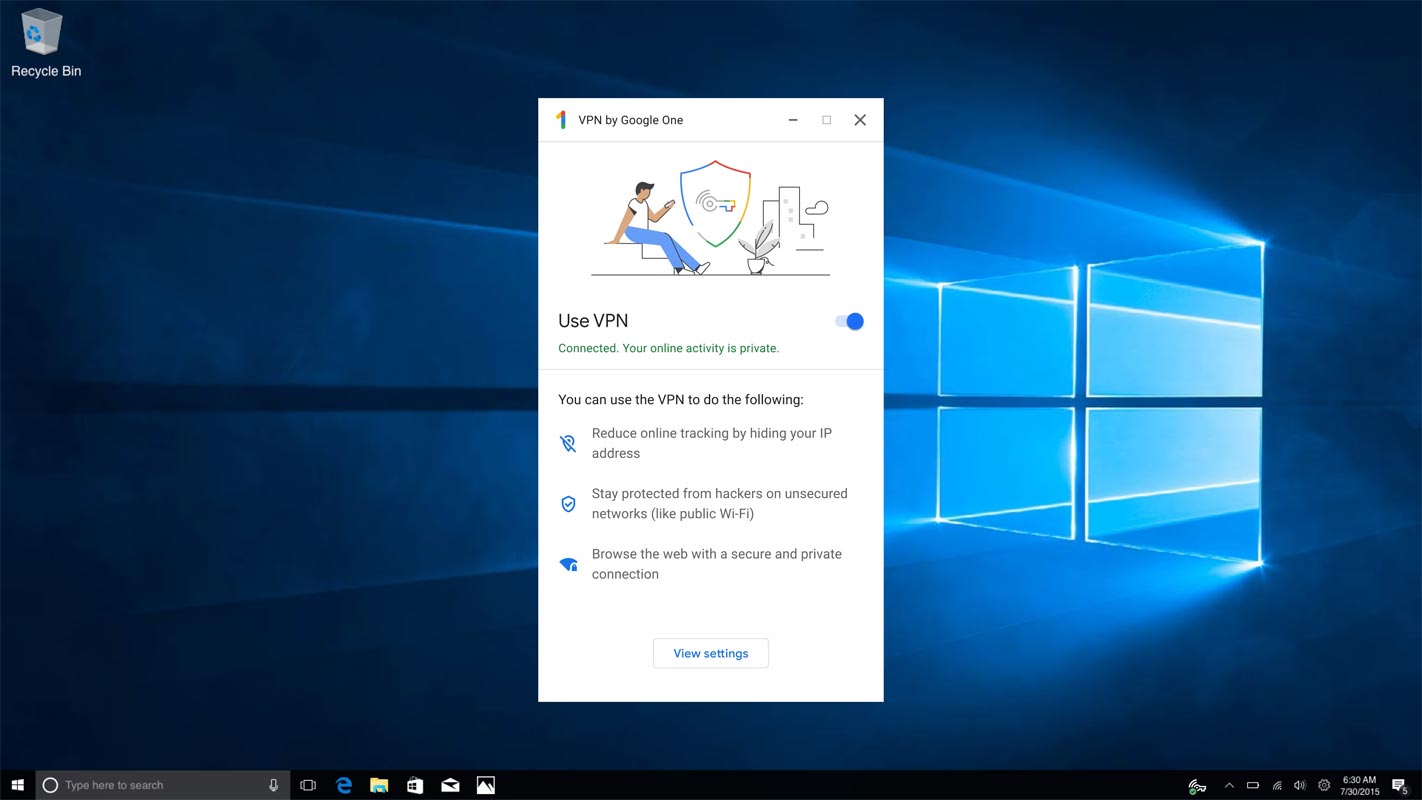 Google One VPN Windows Screenshot