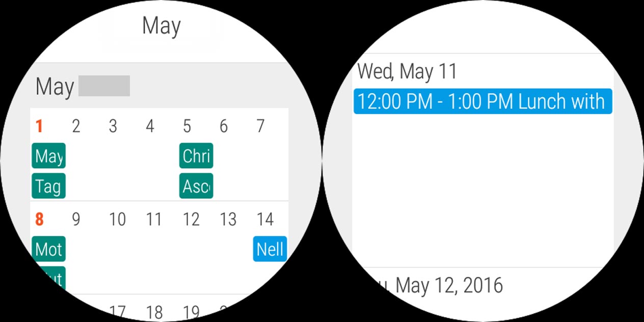 Wear OS Google Calendar App Screenshots