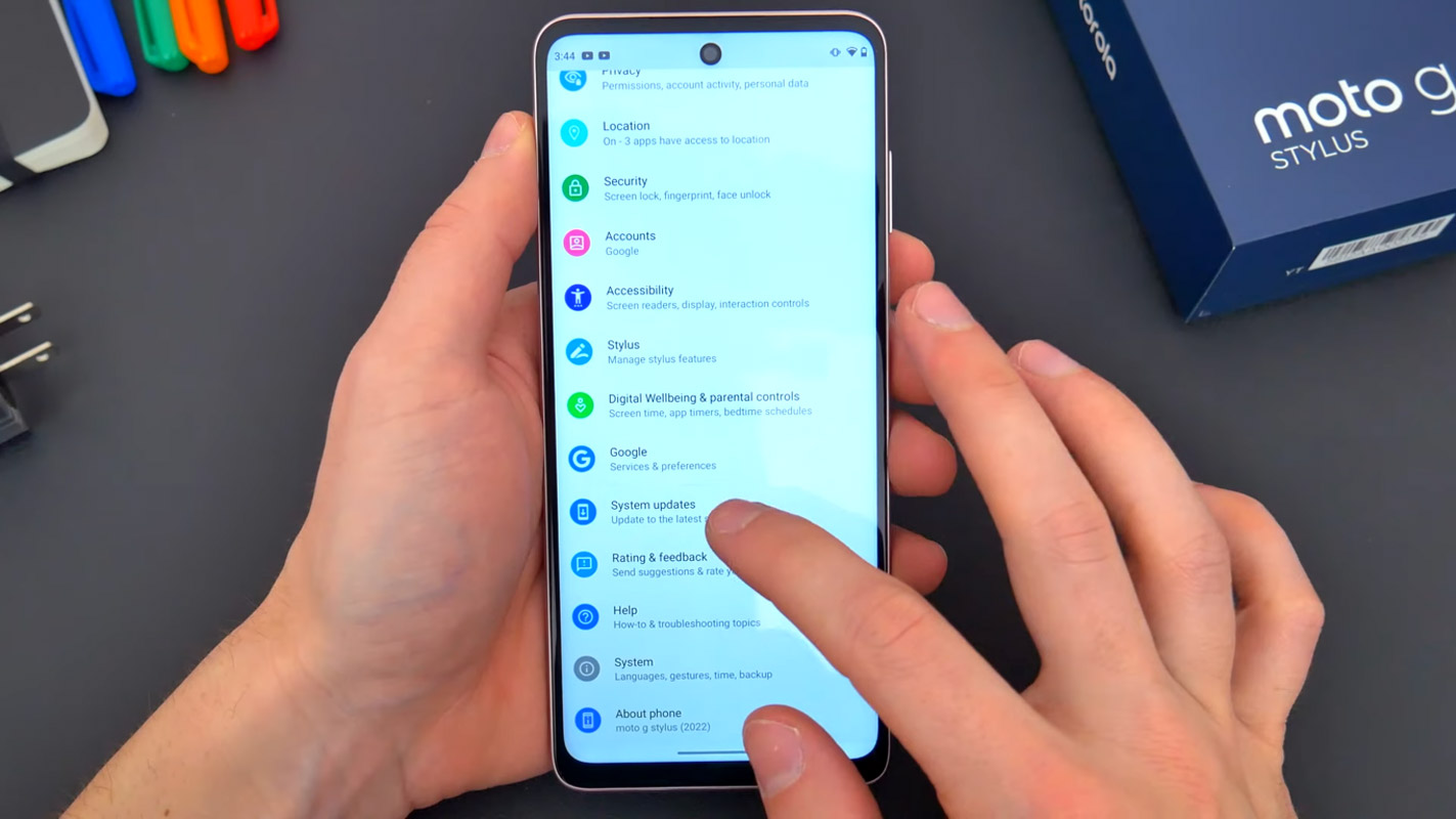 moto g stylus 2022 settings