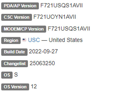 samsung galaxy flip 4 android 12 USC firmware details