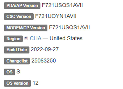 samsung galaxy z flip 4 android 12 CHA firmware details