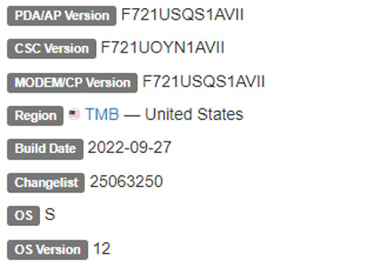 sasmung galaxy z flip 4 android 12 TMB firmware details