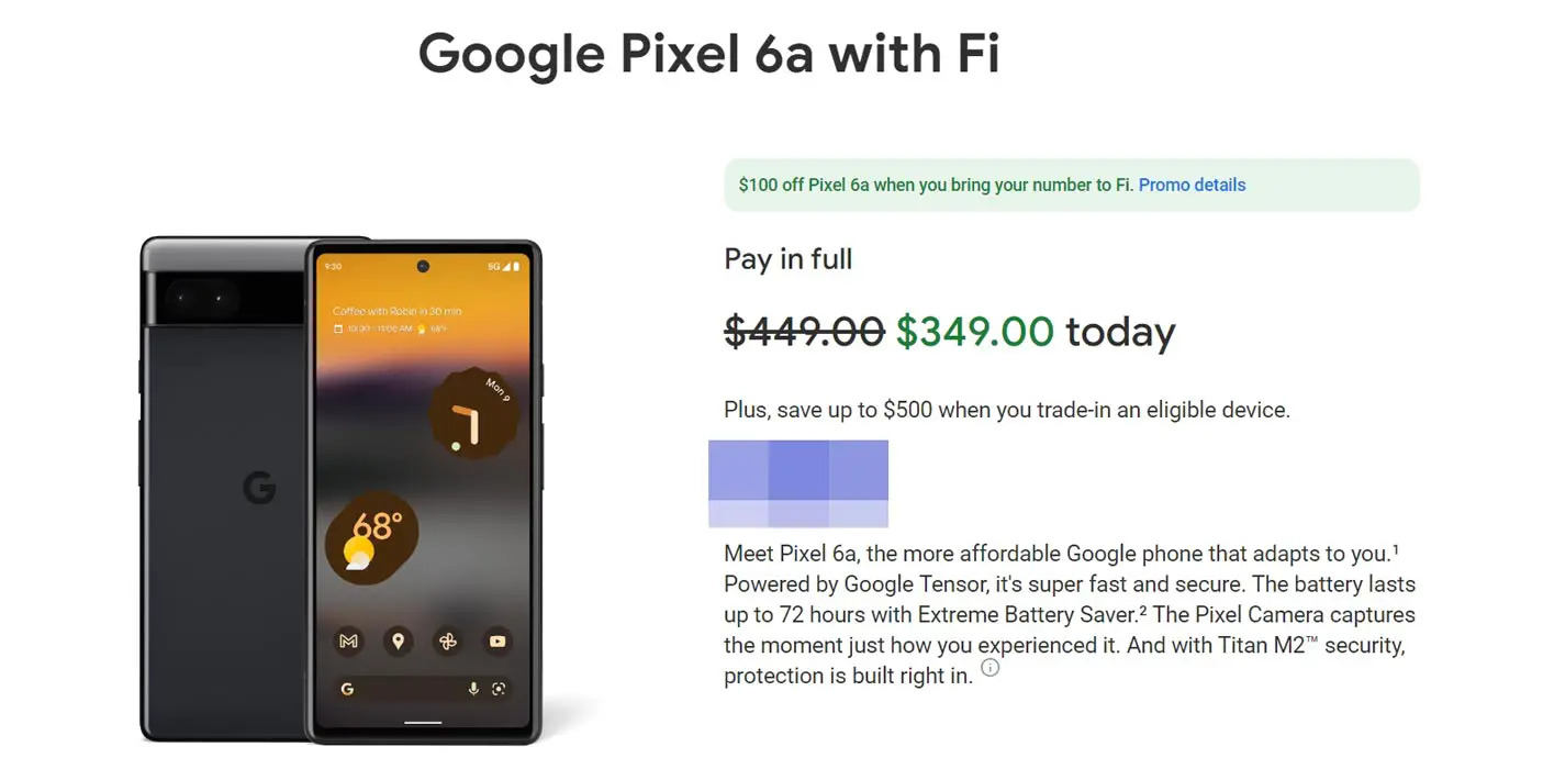 Google Pixel 6a with Fi