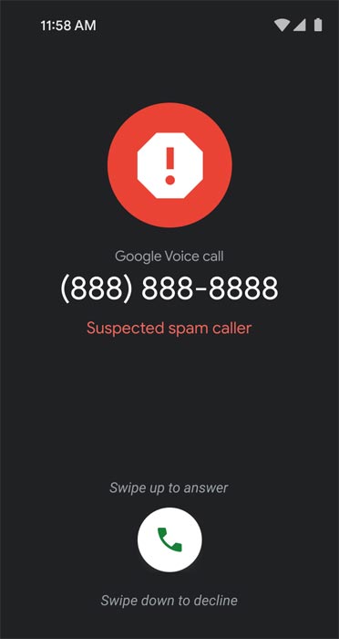 Google Voice SPAM Caller Screenshot