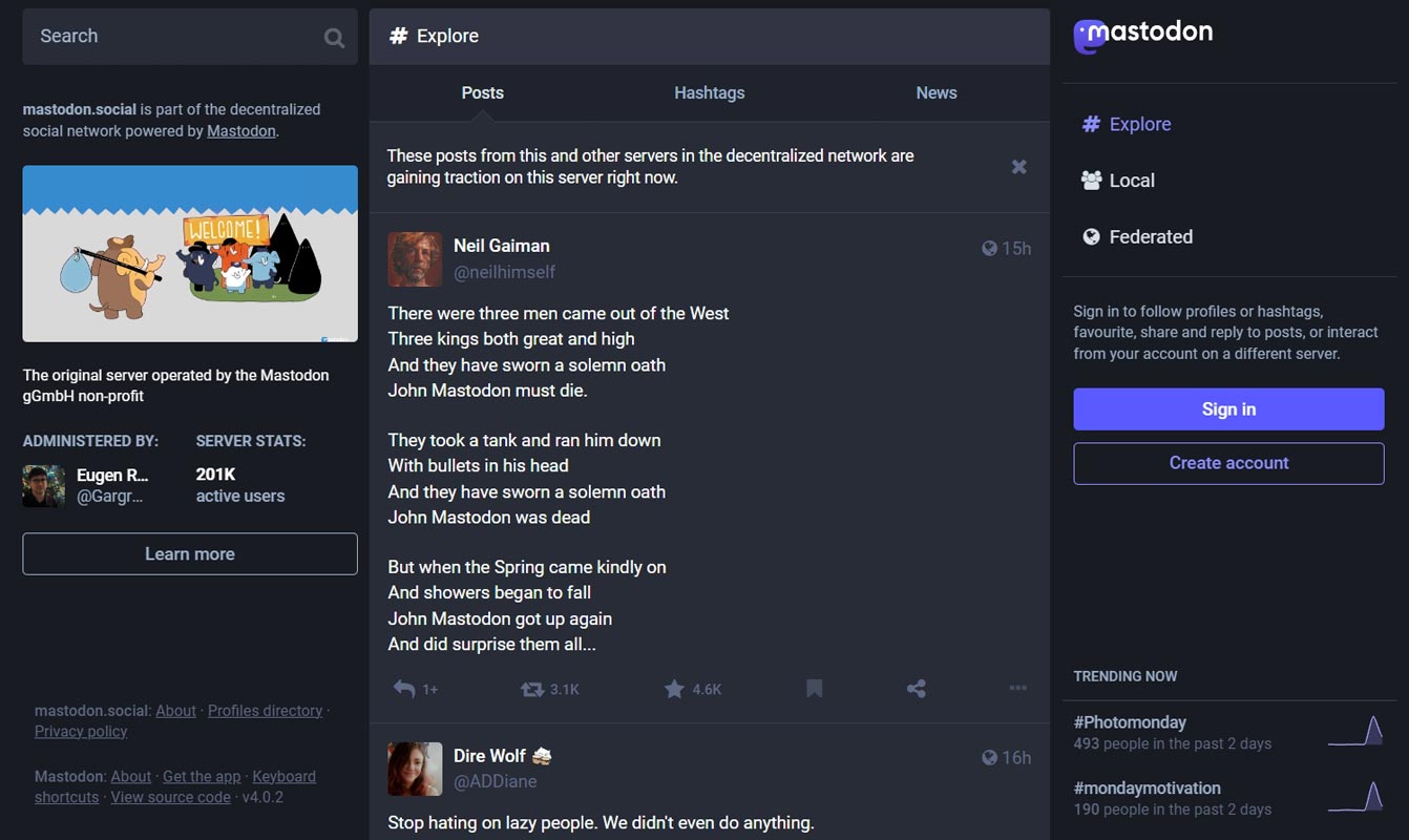 Mastodon Home Page