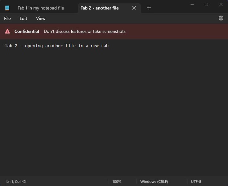 Notepad Tab Windows 11 Screenshot