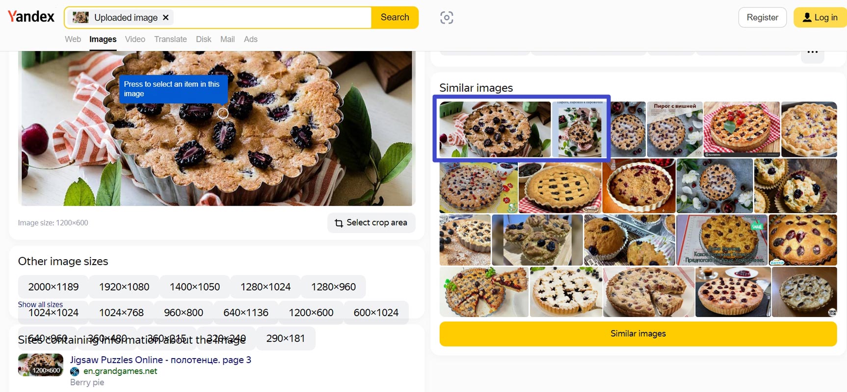 Yandex Image Search Results