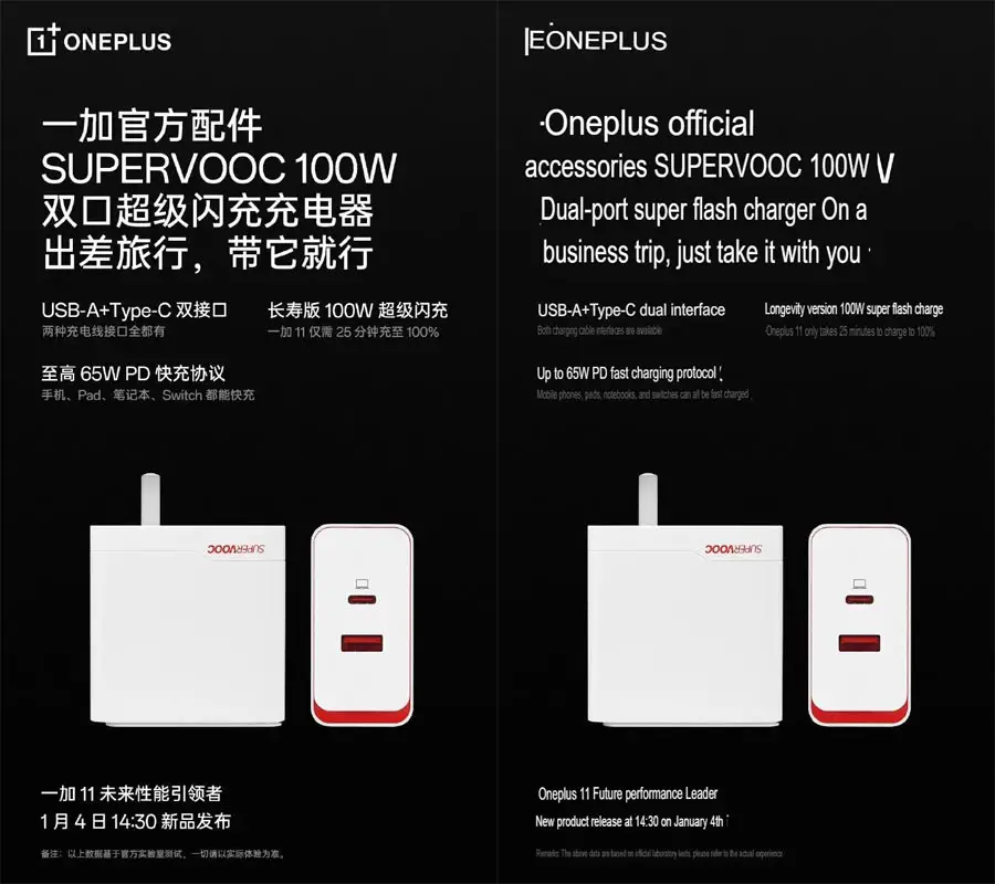 100W Dual Port Super VOOC Charger