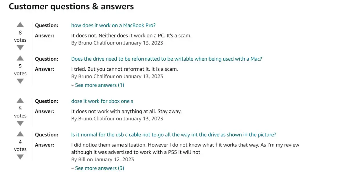 Fake 16TB SSD listed in Amazon Questions and Answers