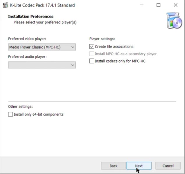 K-Lite Codec Pack Media Player Classic Home Cinema Choose