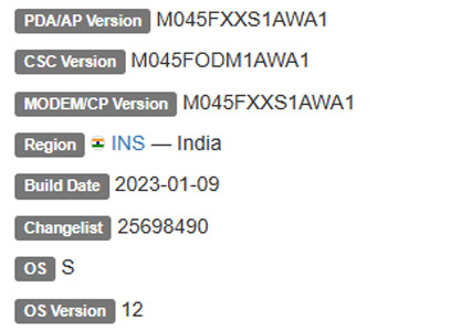 SAMSUNG GALAXY M04 ANDROID 12 FIRMWARE DETAILS