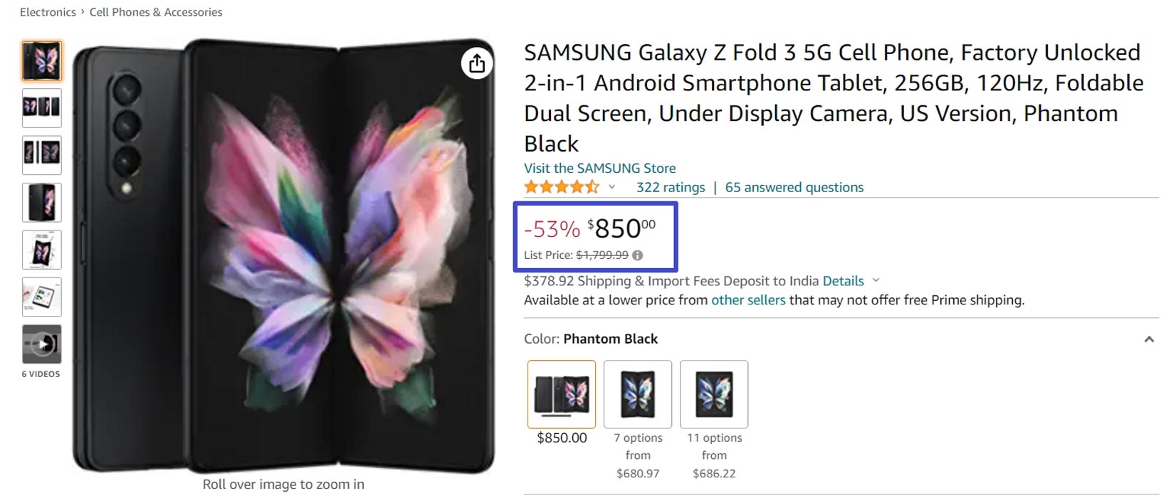 Samsung Galaxy Z Fold 3 53 Percentage Offer