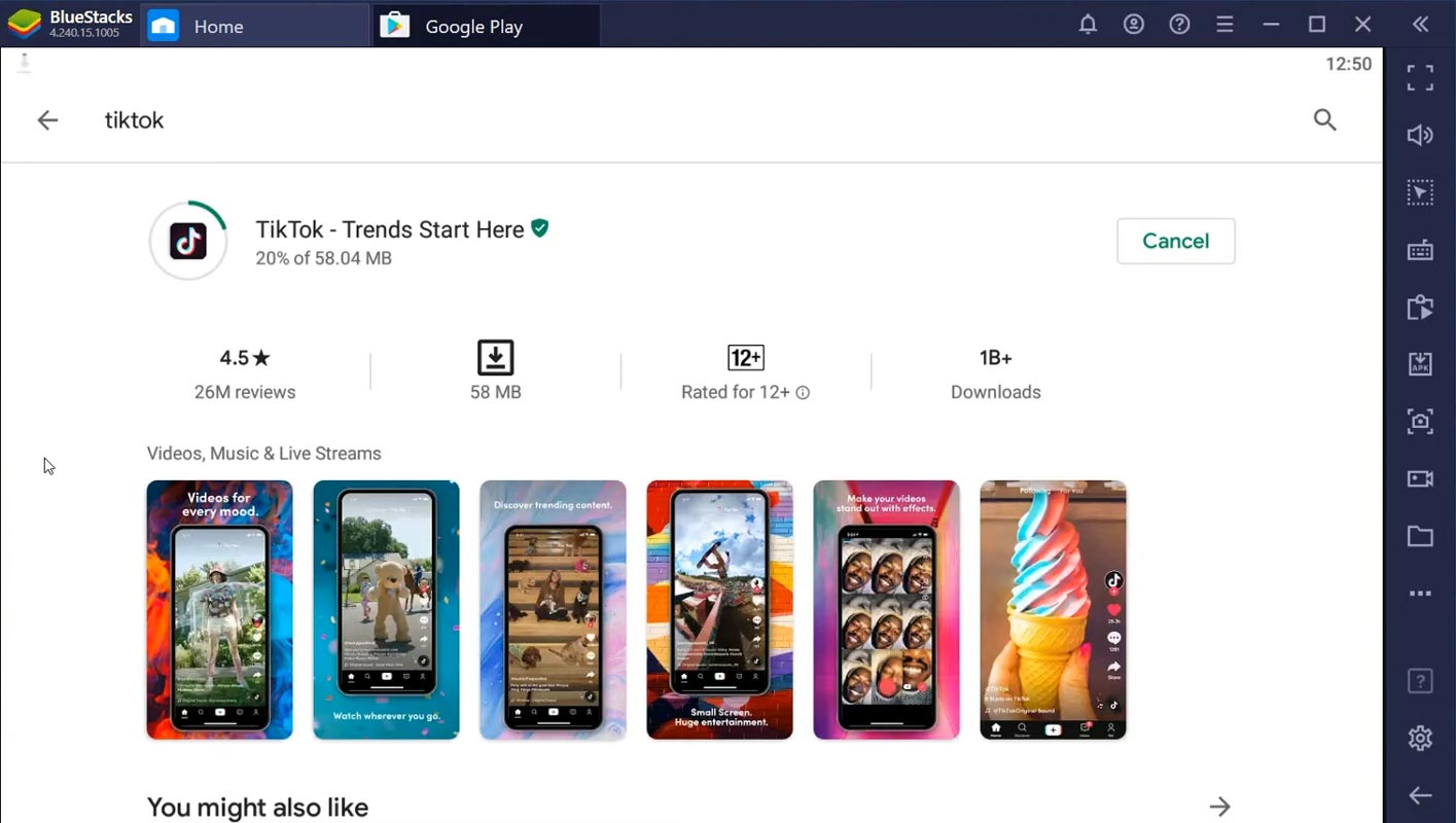 TikTok on Bluestacks App
