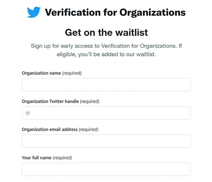 Verification for Organizations Twitter