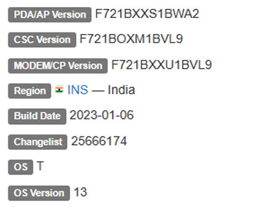 samsung galaxy z flip 4 android 13 firmware details