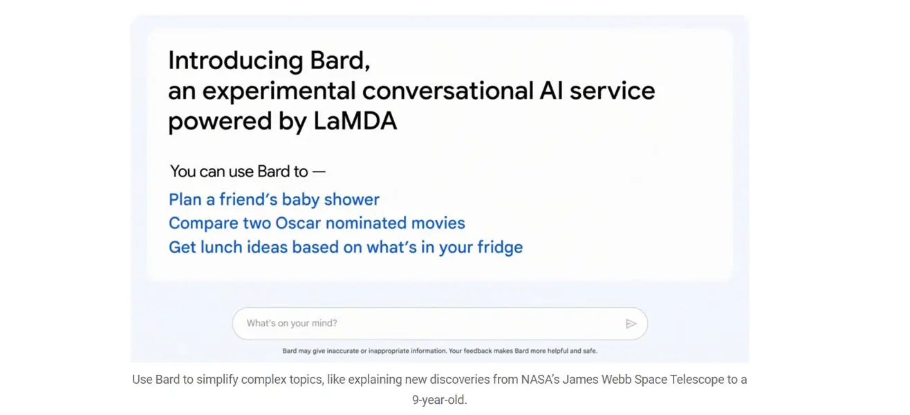 Google Bart AI Intro Screenshot