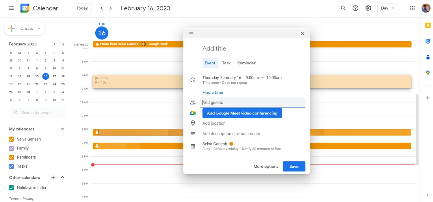 Google Calendar Share People