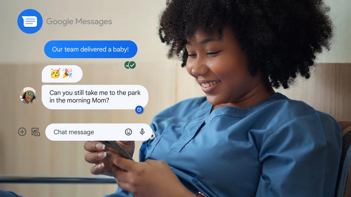 Google Messages Indicators Nurse Telling Son About Baby