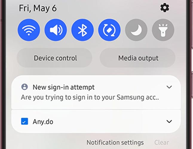 Two Step Verification Alert Samsung Cloud Account