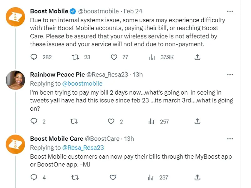Boost Mobile Twitter Response For Outage