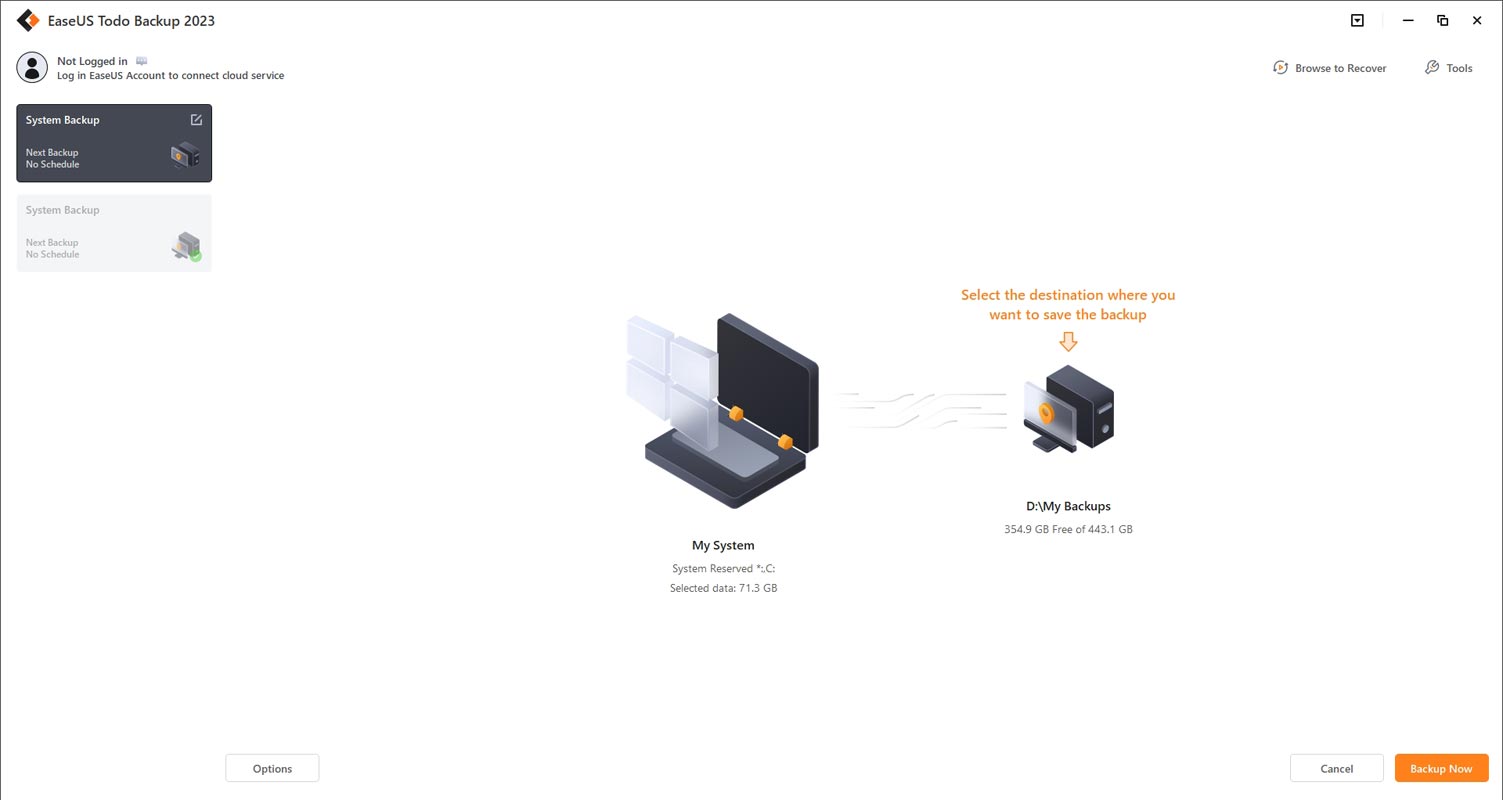 EaseUS Todo Backup Disk Select