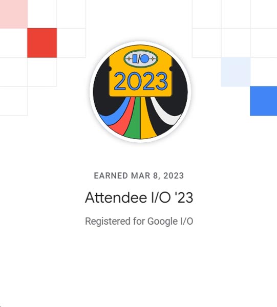 Google I O 2023 Attendee Virtual Badge