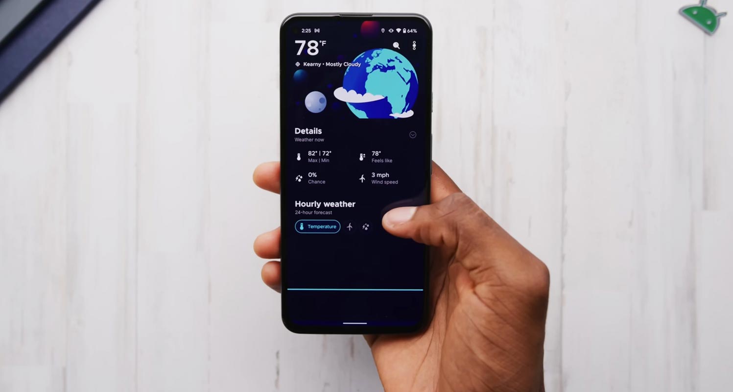 Google Pixel 5a Weather Screen Android 13