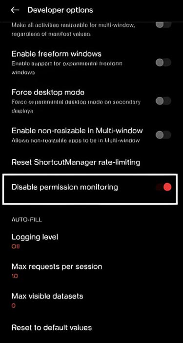 OnePlus Permission Developer Options