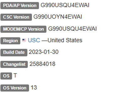 samsung galaxy s21 fe 5g android 13 USC firmware details