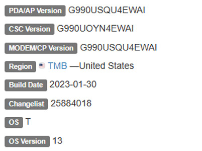 samsung galaxy s21 fe android 13 TMB firmware details