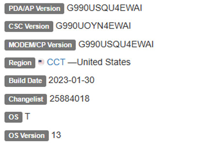 samsung galaxy s21 fe android 13 firmware details