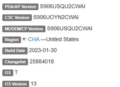 samsung galaxy s22 plus android 13 CHA firmware details