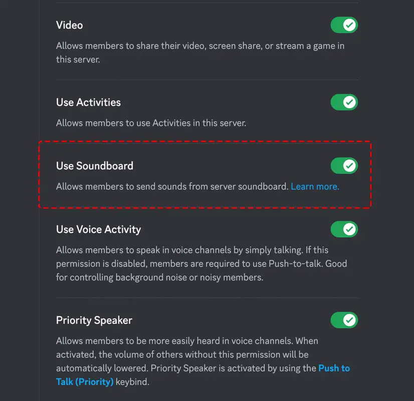 Discord Soundboard Admin Panel Settings