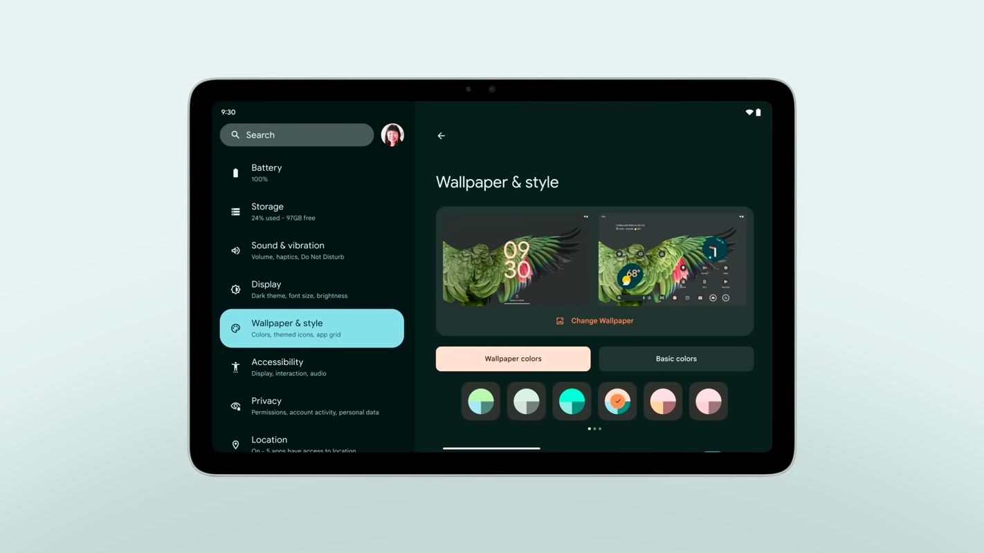 Google Pixel Tablet UI Options