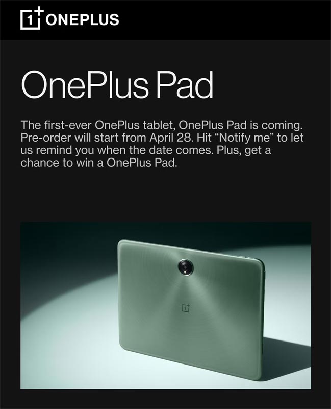 OnePlus Pad 28 April 2023 Pre-Order Launch