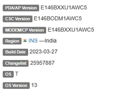 SAMSUNG GALAXY F14 ANDROID 13 FIRMWARE DETAILS