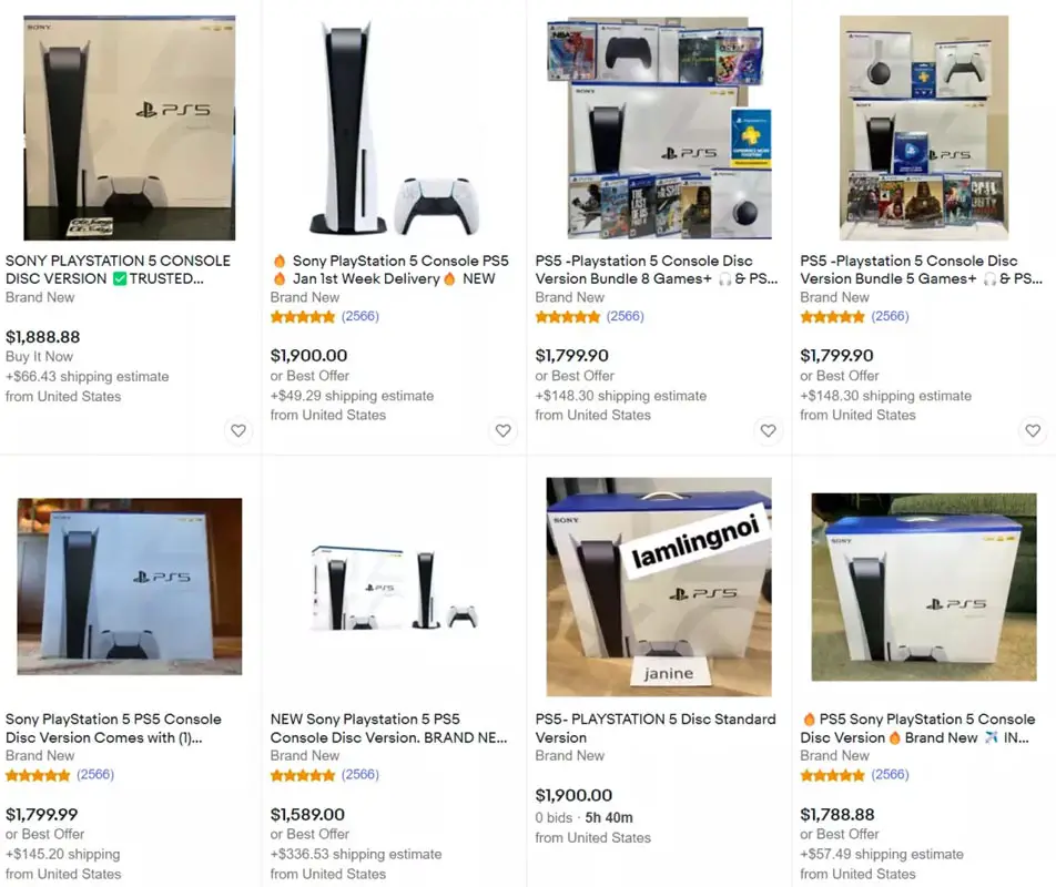 Sony PlayStation 5 Scalp eBay Price