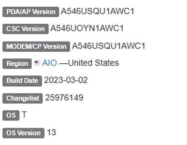 samsung galaxy a54 AIO firmware details