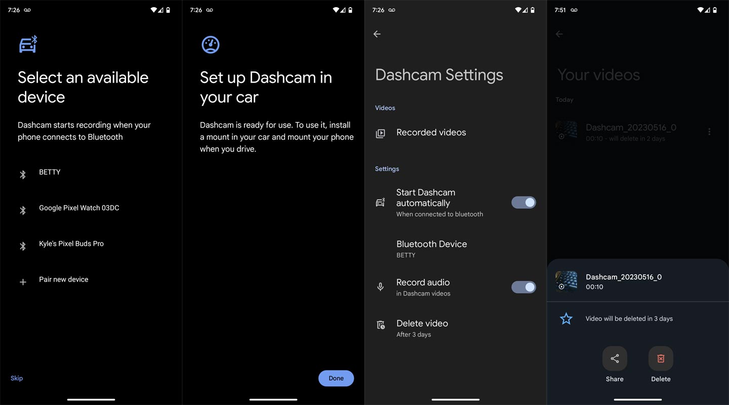 Dashcam Google Pixel Personal Safety App Setup