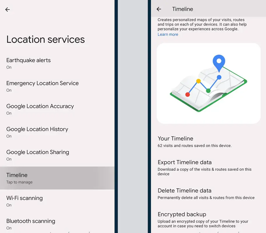 Google Location Services Timeline New UI