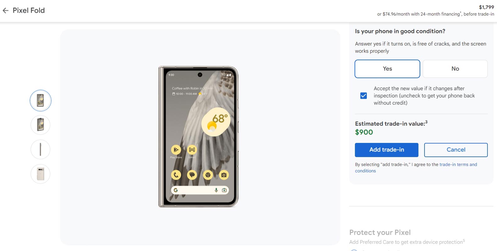 Google Pixel Fold Trade-In value iPhone