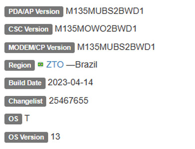 SAMSUNG GALAXY M13 ANDRODI 13 FIRMWARE DETAILS