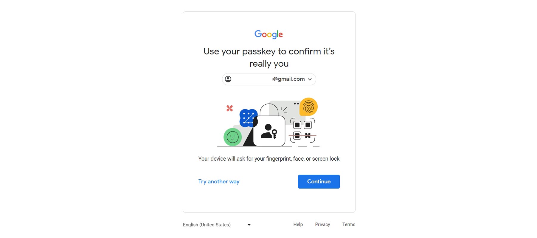 Use Passkey Prompt Page Google