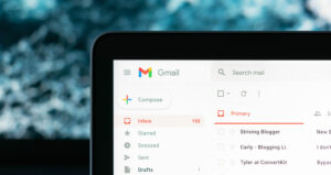 Gmail Inbox in Laptop Closeup Image